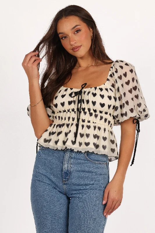 Lanie Top - Cream Black