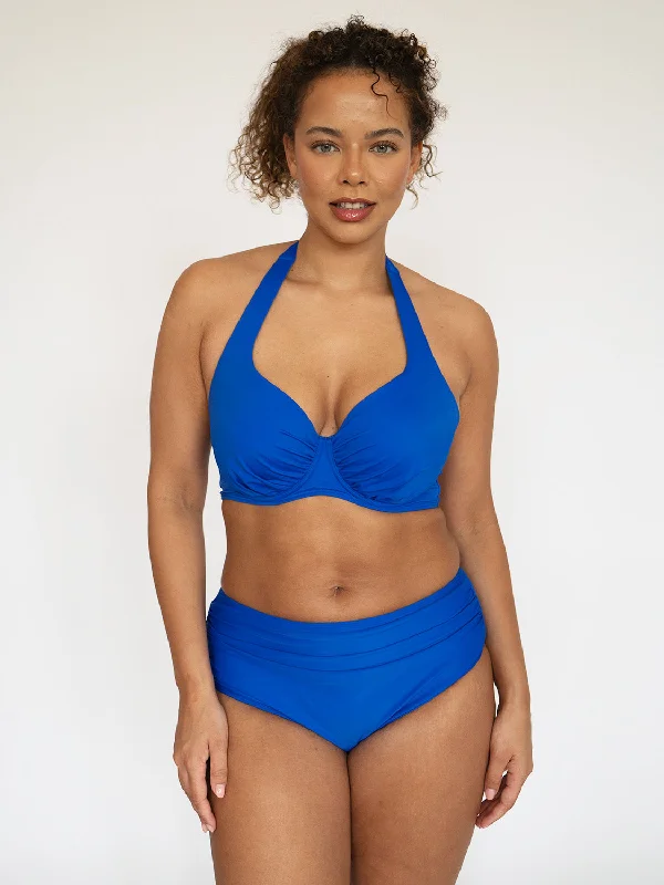 SECRET SUPPORT DD+ Halter Neck Bikini Top Santorini Blue