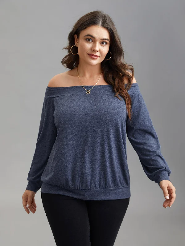 Off-Shoulder Heather Knit Top