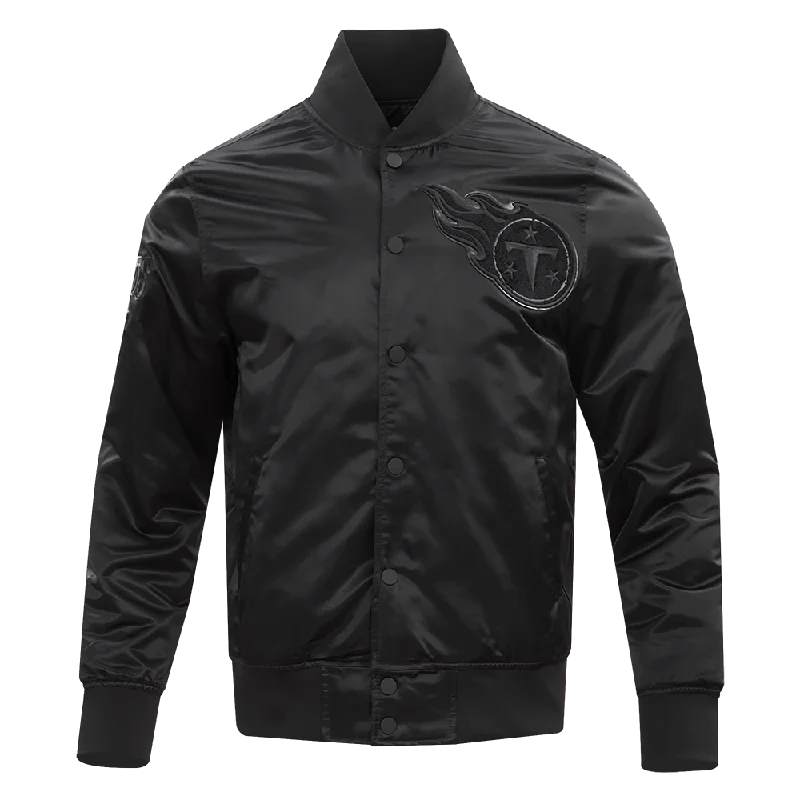 NFL TENNESSEE TITANS TRIPLE BLACK MEN'S SATIN JACKET (TRIPLE BLACK)