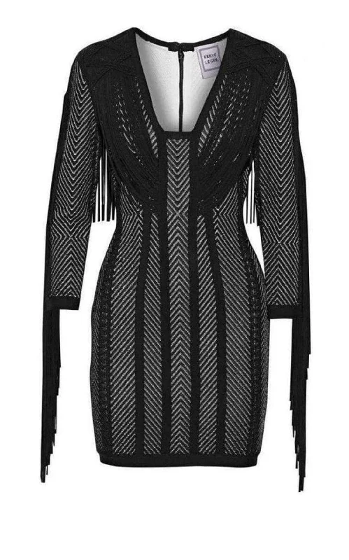 Doutzen Plaited Chevron Fringe Dress