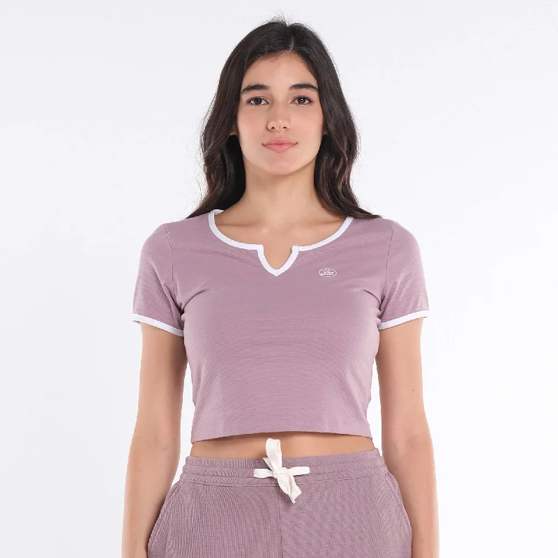 LEE LADIES FITTED CROP TOP WITH V-NOTCH NECKLINE