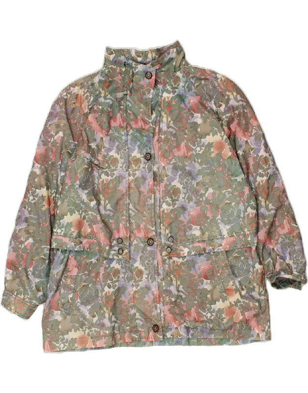 MAJESTIC Womens Rain Jacket UK 20 2XL Green Floral