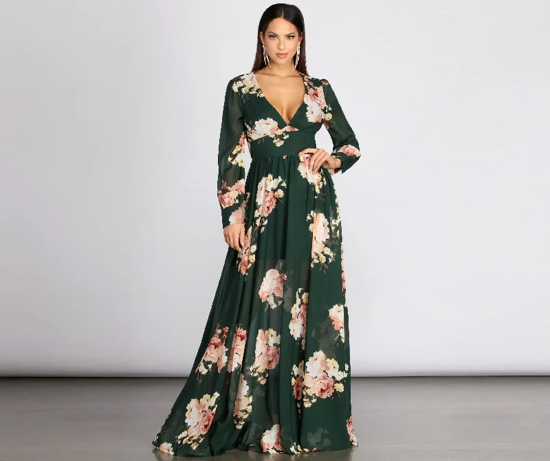 Irina Floral Stylish Chiffon A-Line Dress