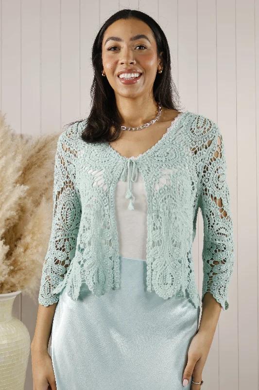 Cyra Crochet Cardigan Mint