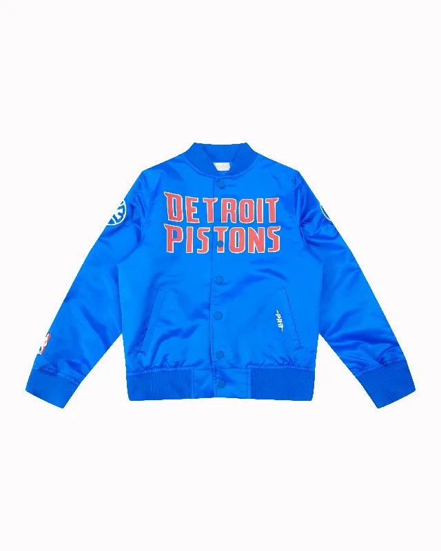 NBA DETROIT PISTONS CLASSIC BB SATIN JACKET (ROYAL BLUE)