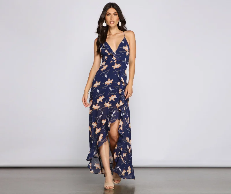 Free-spirited Floral Beauty Charming Sleeveless Maxi Dress