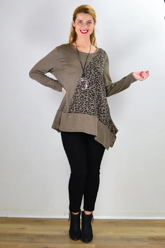 Animal Print Brown Tunic Top