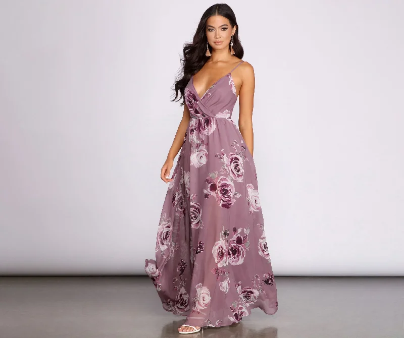 Hila Floral Stylish Chiffon A-Line Dress