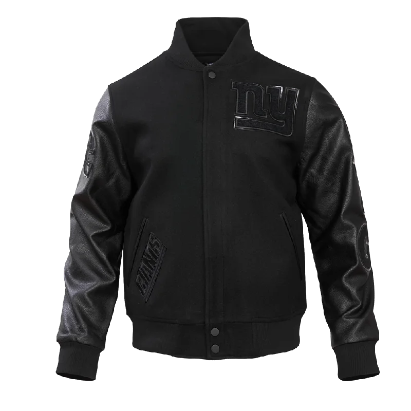 NFL NEW YORK GIANTS TRIPLE BLACK MEN'S WOOL VARSITY JACKET (TRIPLE BLACK MEN'S)