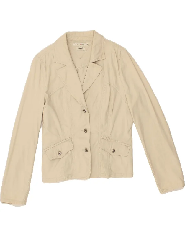 TOMMY HILFIGER Womens Stretch 3 Button Blazer Jacket UK 12 Medium Beige