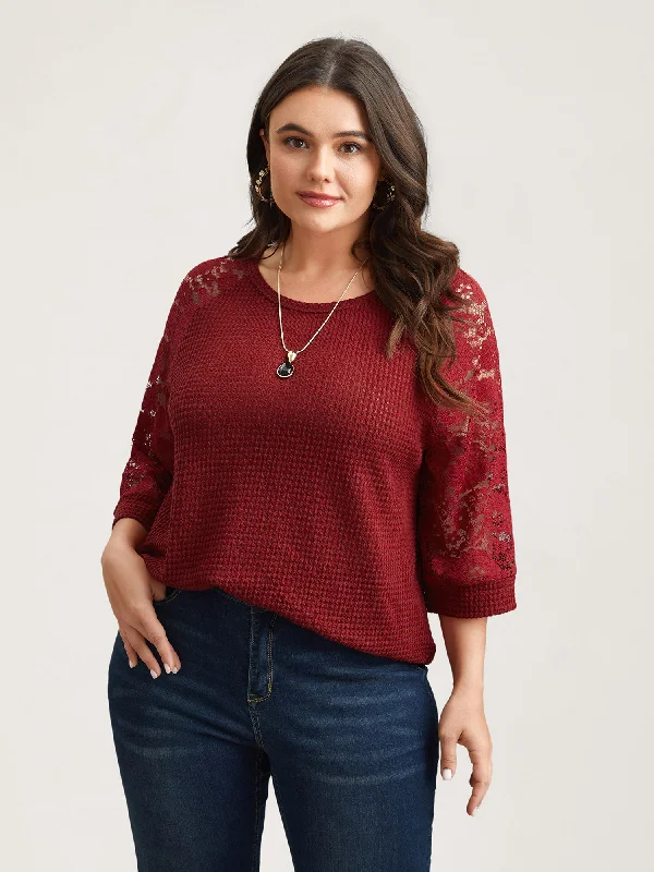 Romantic Lace Raglan Sleeve Shirt