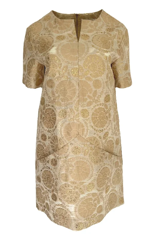 Metallic Jacquard Egg Silk Dress