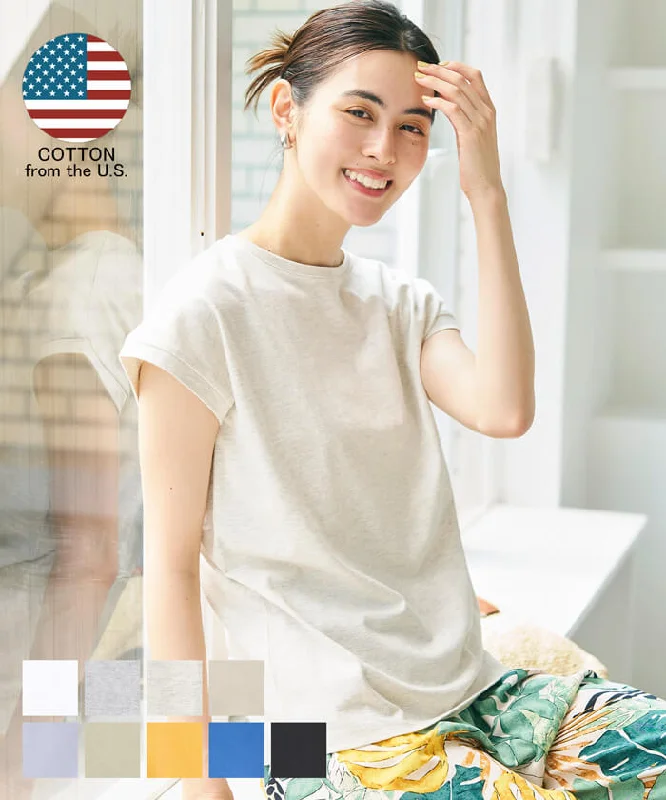 Tシャツ レディース 半袖 COTTON from the US カットソー クルーネック フレンチスリーブ 綿100 ヘビーコットン america メール便可 mrb 24ss coca コカ