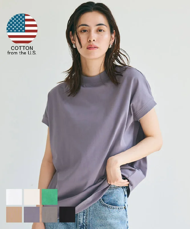 Tシャツ レディース モックネック 半袖 COTTON from the US 丸首 フレンチスリーブ 厚手 ハリ感 綿100％ アメリカ メール便可 mrb 24ss coca コカ