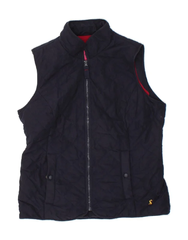 JOULES Womens Quilted Gilet UK 14 Large  Navy Blue Polyester