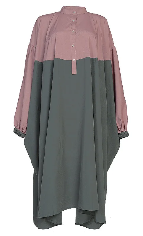 Women's Basic Rose Dust Contrasted Kaftan Style Tunic