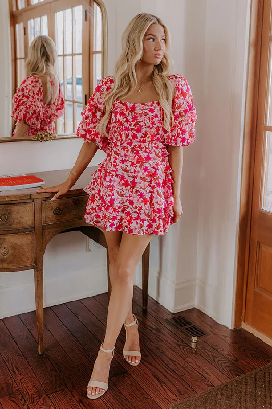 Exclusive Party Floral Tiered Mini Dress