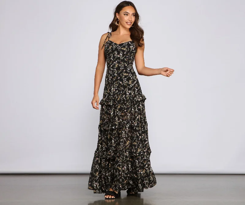 Floral Desire Stylish Ruffled Maxi Dress