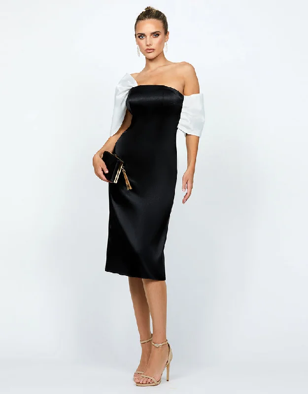 THESSALY FITTED ASYMMETRIC SLEEVE MIDI B68D23S