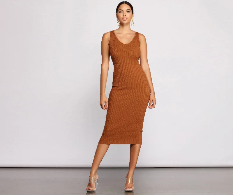 Keepin' Knit Chic Charming Midi Sweater Dress