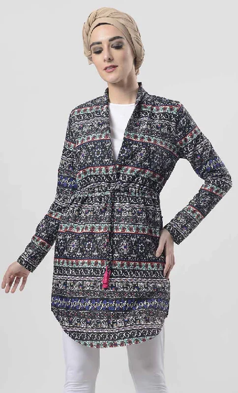 Abstract Printed Shrug Style Tunic