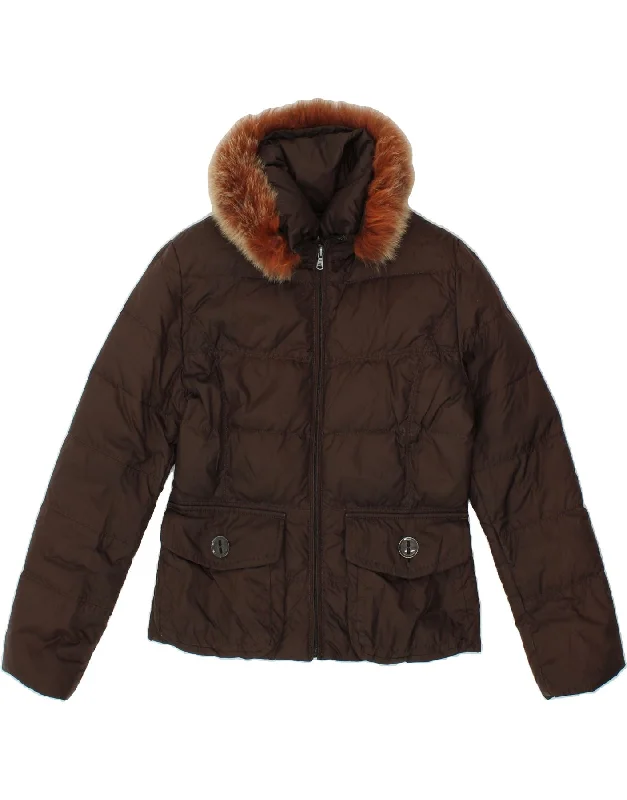 SUPERGA Womens Padded Jacket UK 10 Small Brown Polyester