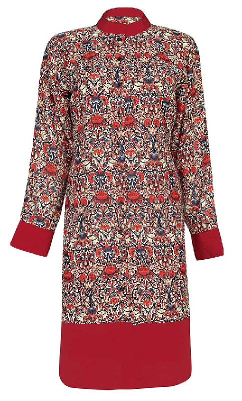 Women's Basic Red Lotus Printed Tunic