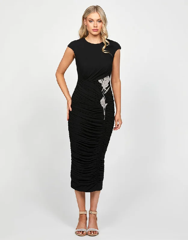 NELLIE HIGH NECK FITTED MIDI BL73D15S