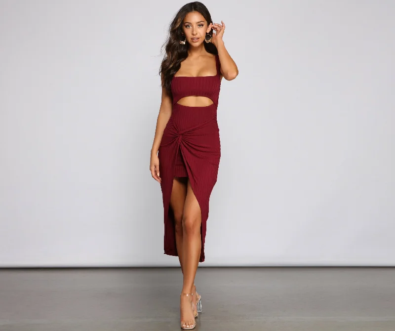 Keeping Knit Chic Charming Cutout Midi Dress