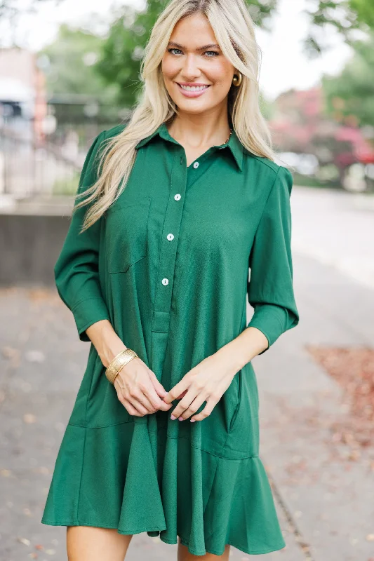 Share Your Story Hunter Green Shirt Dress