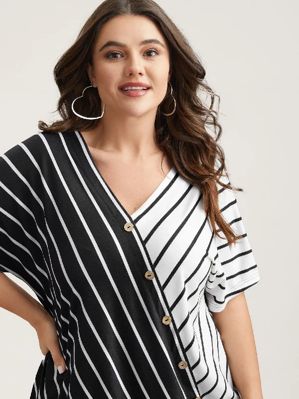 Color Contrast Stripes Button Top