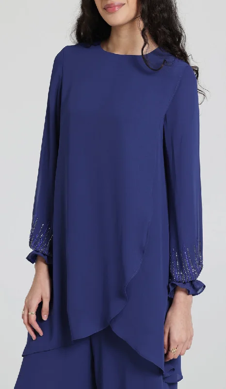 Seema Dressy Long Modest Tunic - Blue