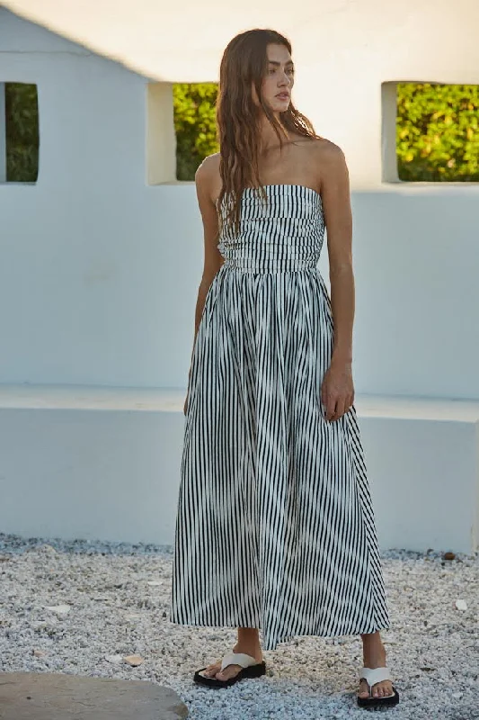 Beth Strapless Stripe Maxi Dress