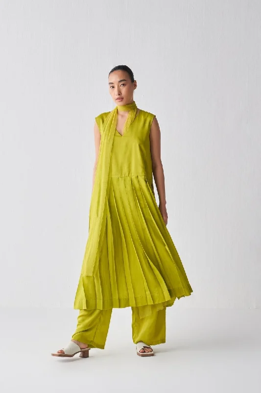 Waist Pleat Tunic - Lime