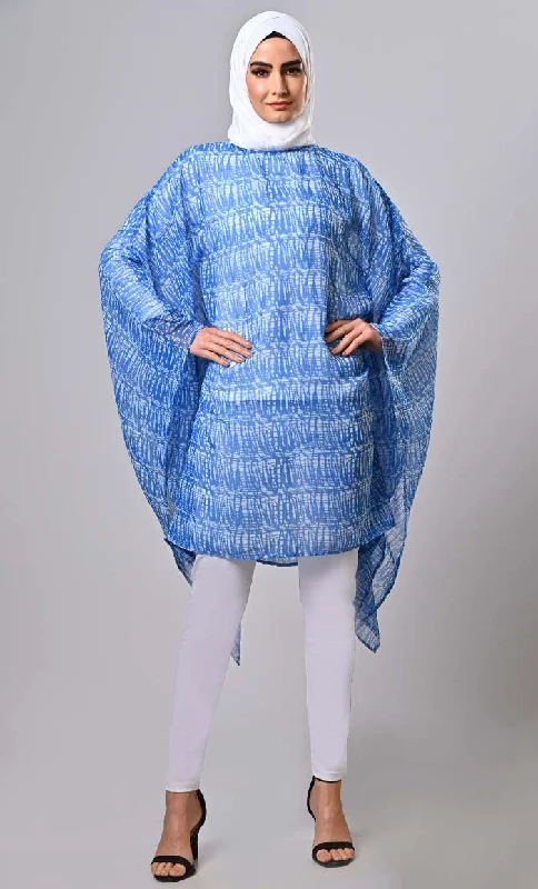 Blue Islamic Kaftan Printed Tunic