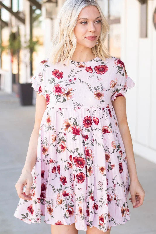 Never Giving Up Blush Pink Floral Dress