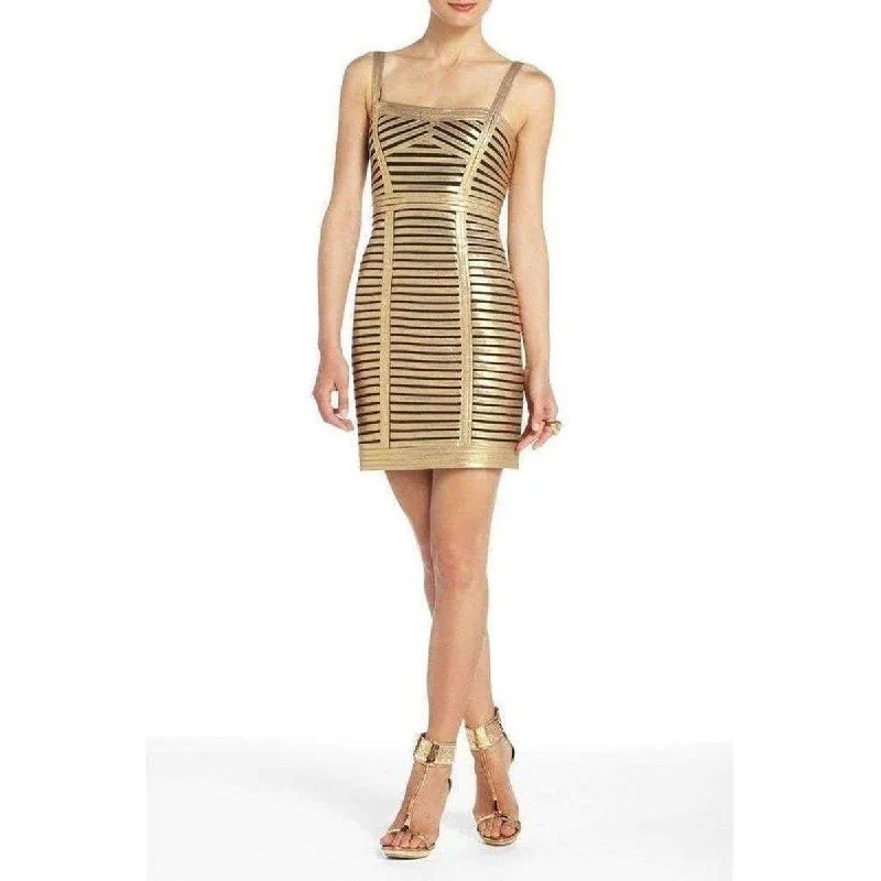 Silk Gold Petite Beret Sleeveless Cocktail Dress IVS6S680