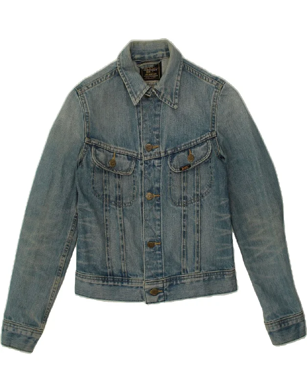 LEE Womens Crop Denim Jacket UK 8 Small Blue Cotton