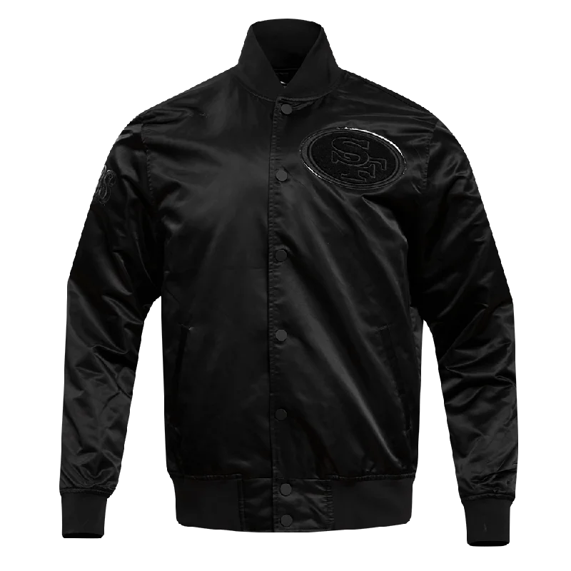 NFL SAN FRANCISCO 49ERS TRIPLE BLACK MEN'S SATIN JACKET (TRIPLE BLACK)