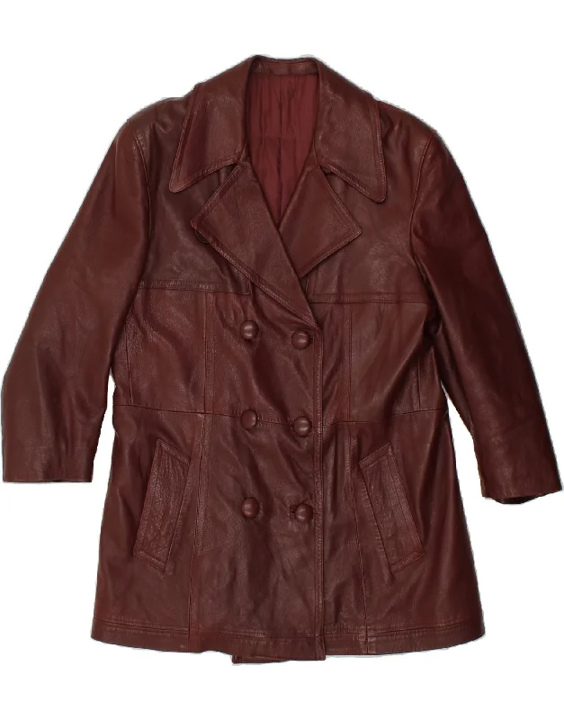 FIBOK Womens Leather Coat UK 16 Large Maroon