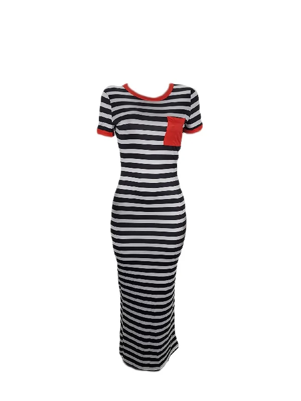 Sixsr Striped Print Bodycon Dress, Casual Crew Neck Short Sleeve Dress, Women's Clothing