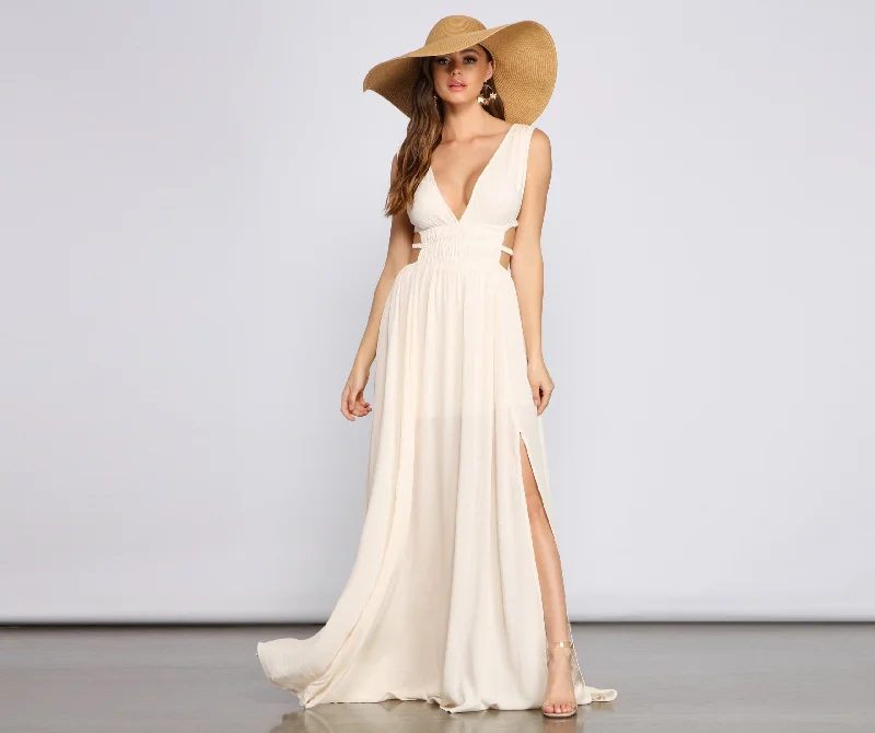 Style Icon Gauze Charming Cutout Maxi Dress