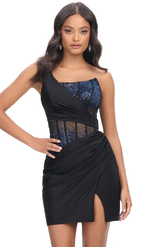 Ashley Lauren 4691 - One Shoulder Corset Cocktail Dress