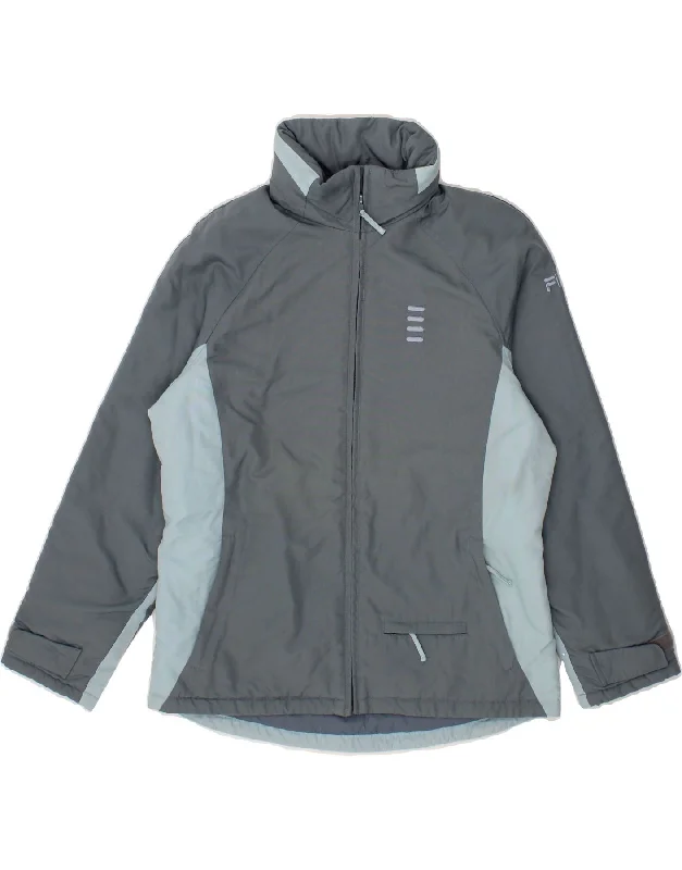 FILA Womens Hooded Windbreaker Jacket IT 44 Medium Grey Colourblock