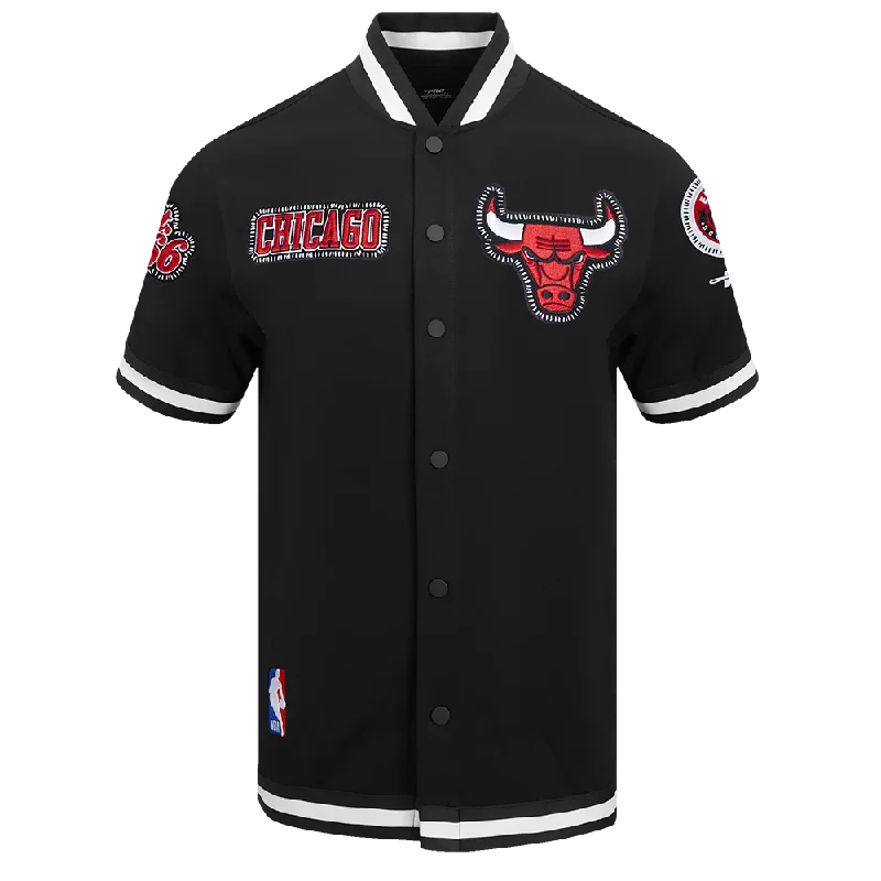 NBA CHICAGO BULLS DIY PICK STITCH MEN'S DOUBLE KNIT SHORT SLEEVE JACKET (BLACK)