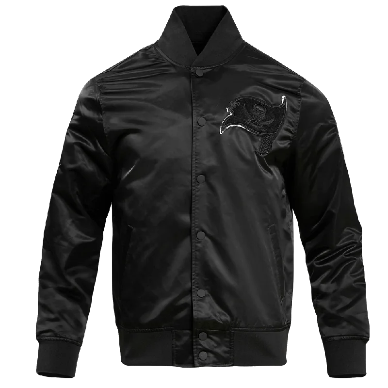 NFL TAMPA BAY BUCCANEERS TRIPLE BLACK MEN'S SATIN JACKET (TRIPLE BLACK)