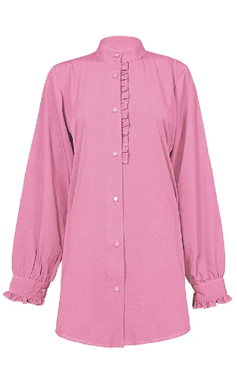 Women's Basic Pink Button Down Tunic