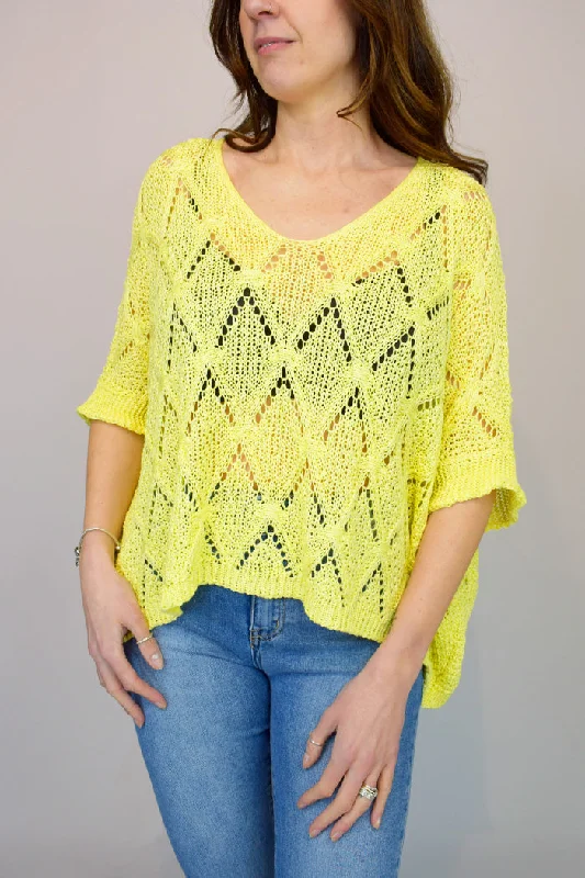 Astrid Batwing Crochet top Lemon